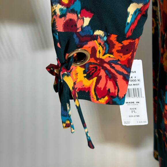 NWT MSK Laguna Mist Floral Print 3/4 Sleeve Shift Dress Womens Petite Size PXL - Picture 7 of 12